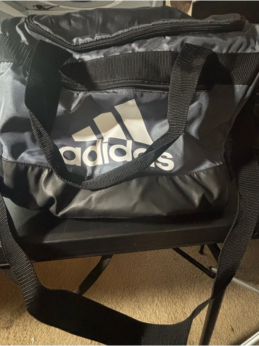 adidas Black and Dark Gray Duffel Bag with Logo
